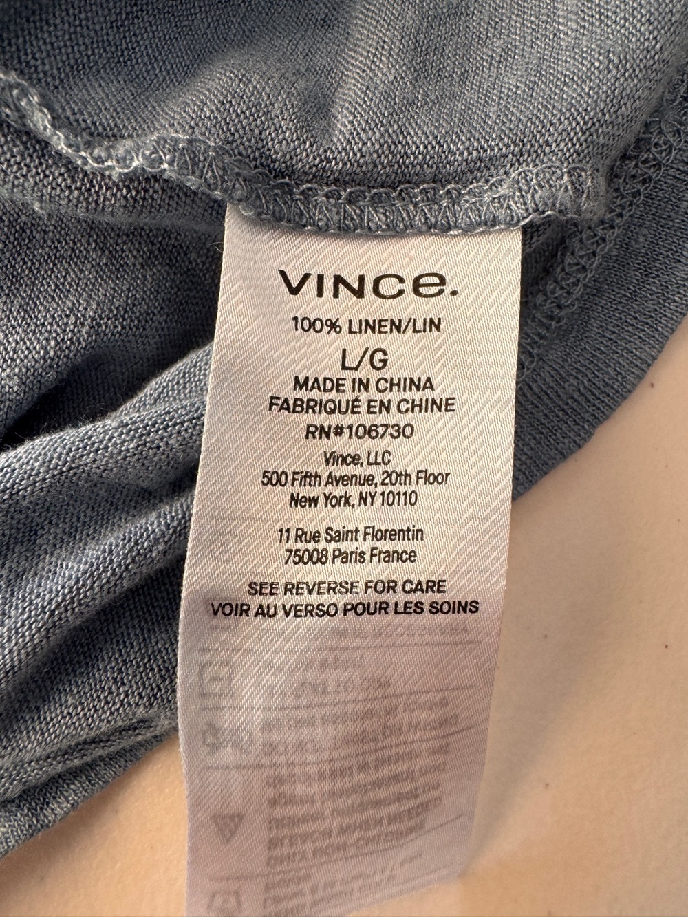 Vince 100% Linen Tee | Women’s Large | Blue Short Sleeve Lightweight Luxury Top - Picture 2 of 9